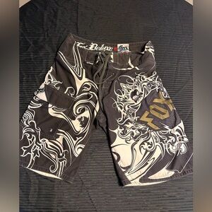 Fox Black and Gold Patterned Shorts